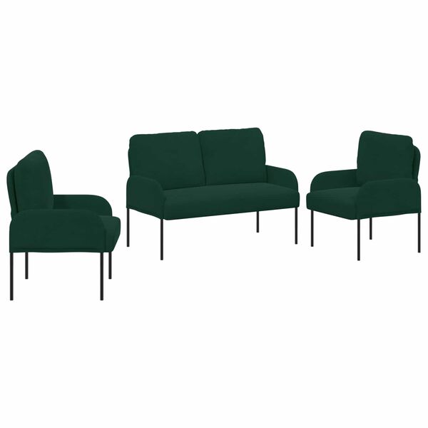 vidaXL Conjuntos de sof&aacute;s 3 pcs Verde Escuro 115 x 56 x 80 cm