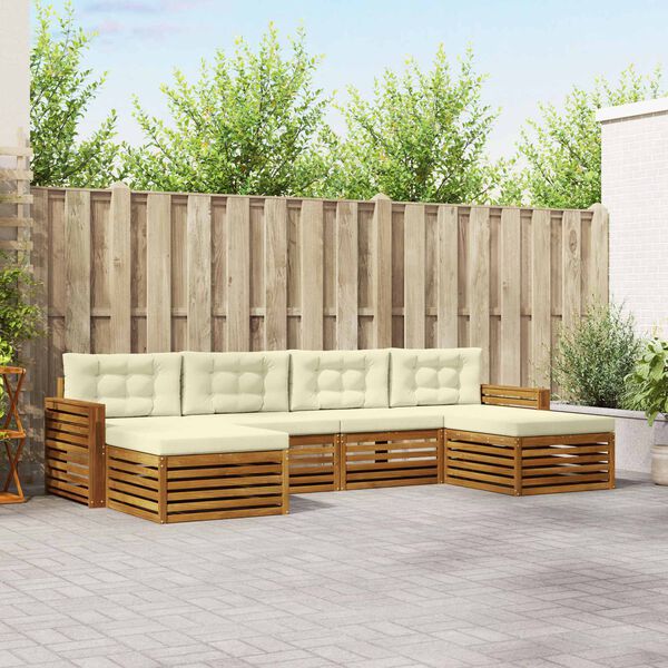 vidaXL Conjuntos de sof&aacute;s com almofada 6 pcs Natural e Creme