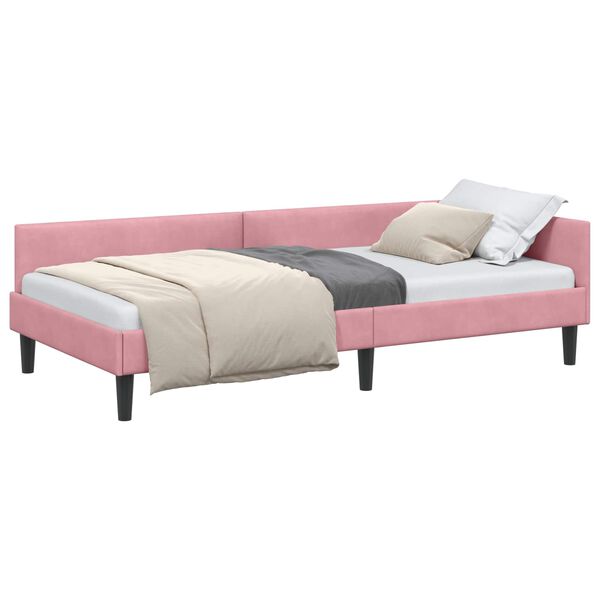 vidaXL Estrutura de Cama de Canto com cabeceira Rosa 90 cm x 200 cm