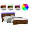 vidaXL Estrutura cama c/ cabeceira/luzes LED 120x190cm carvalho fumado