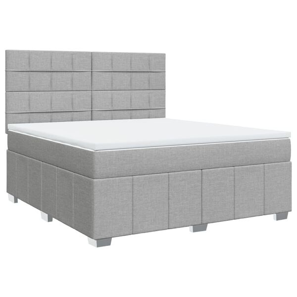 vidaXL Cama com molas/colch&atilde;o 180x200 cm tecido cinzento-claro