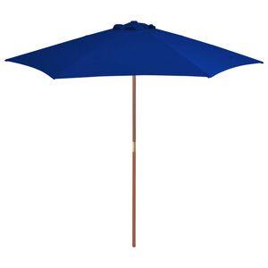 vidaXL Guarda-sol de jardim com poste de madeira 270 cm azul