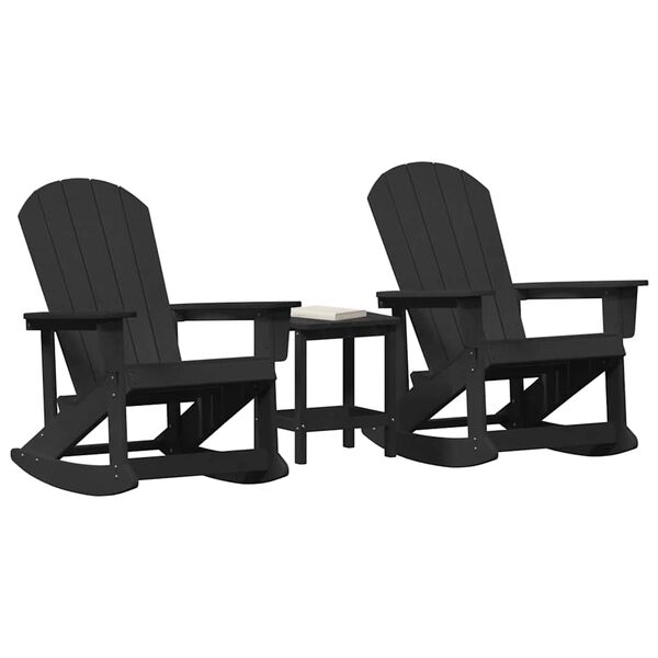 vidaXL Conjunto de Lounge de Jardim Preto HDPE