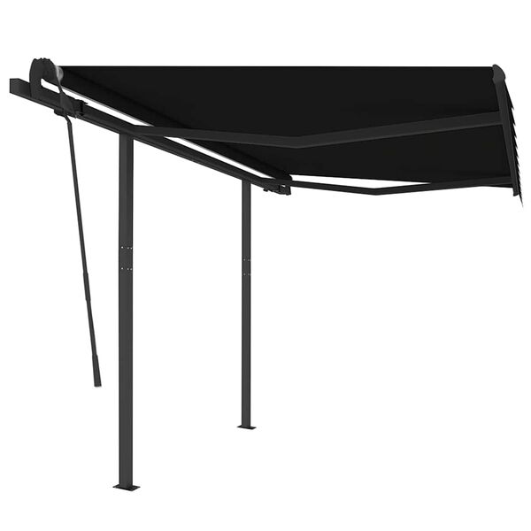 vidaXL Toldo retr&aacute;til autom&aacute;tico com postes 3,5x2,5 m antracite