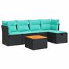 vidaXL 6 pcs conjunto sof&aacute;s de jardim c/ almofad&otilde;es vime PE preto