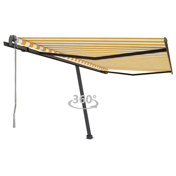 vidaXL Toldo automático independente 400x300 cm amarelo e branco
