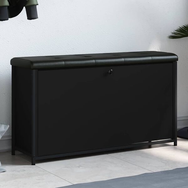 vidaXL Banco sapateira com gaveta articulada 102x32x56 cm preto