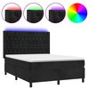 vidaXL Cama box spring c/ colch&atilde;o/LED 140x200 cm veludo preto