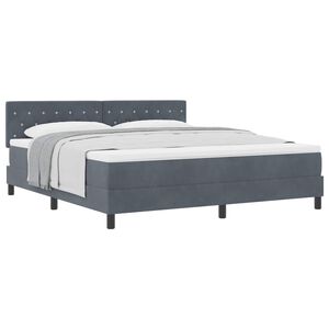 vidaXL Cama Box com colch&atilde;o Cinza Escuro 180 x 200 cm Veludo