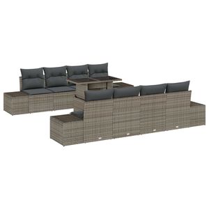 vidaXL Conjunto de Sof&aacute; de Jardim com almofada 9 pcs Cinzeto