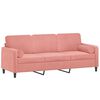 vidaXL Sof&aacute; 3 lugares c/ almofadas/almofad&otilde;es 180 cm veludo rosa