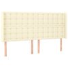 vidaXL Cabeceira cama c/ abas couro artificial 163x16x118/128 cm creme