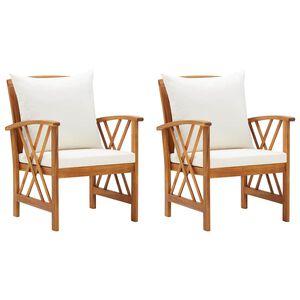 vidaXL Cadeiras de jardim c/ almofad&otilde;es 2 pcs madeira ac&aacute;cia maci&ccedil;a