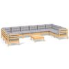 vidaXL 11 pcs conjunto lounge de jardim c/ almofad&otilde;es cinzentos pinho