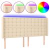 vidaXL Cabeceira cama c/ luzes LED tecido 203x16x118/128 cm cor creme