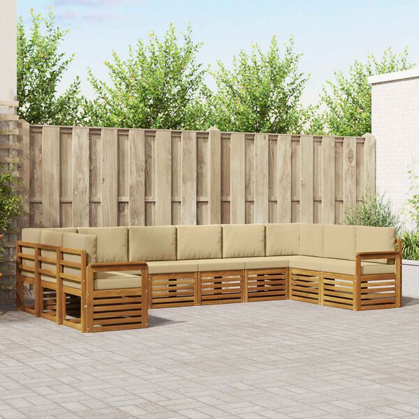 vidaXL Conjunto de Sof&aacute; Sectional com almofada 10 pcs Natural e Bege