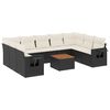 vidaXL 10 pcs conjunto sof&aacute;s de jardim c/ almofad&otilde;es vime PE preto