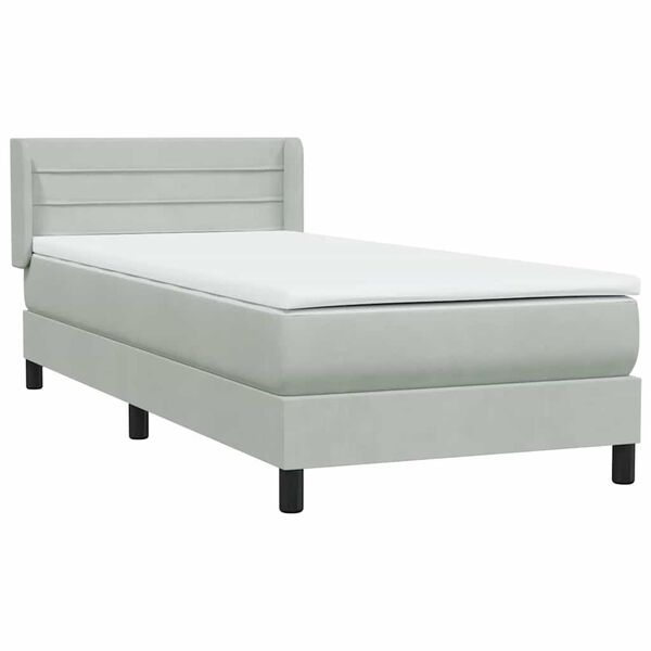 vidaXL Cama com molas/colch&atilde;o cinzento-claro 80x220 cm veludo
