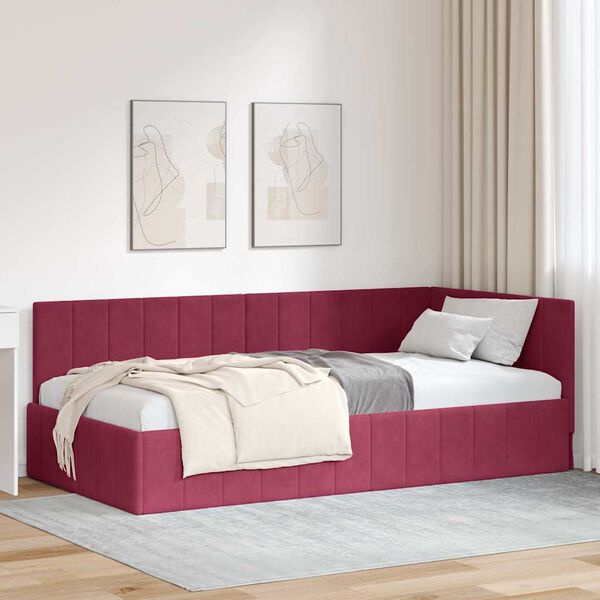 vidaXL Estrutura de Cama de Canto Vinho Vermelho 100 cm x 200 cm