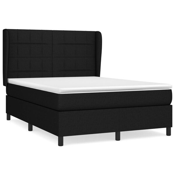 vidaXL Cama com molas/colch&atilde;o 140x190 cm tecido preto