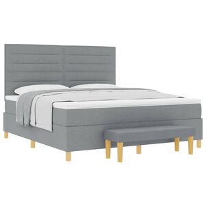 vidaXL Cama Box com colch&atilde;o Cinzento-claro 180 x 200 cm tecido