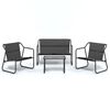 vidaXL 4 pcs conjunto lounge de jardim com almofad&otilde;es a&ccedil;o antracite