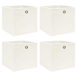 vidaXL Caixas de arruma&ccedil;&atilde;o 4 pcs 32x32x32 cm tecido branco