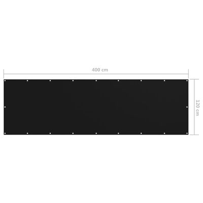 vidaXL Tela de varanda 120x400 cm tecido Oxford preto