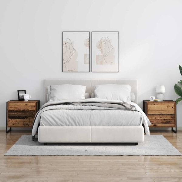 vidaXL Mesa-de-cabeceira com gaveta Madeira Antiga 50 x 39,5 x 50 cm