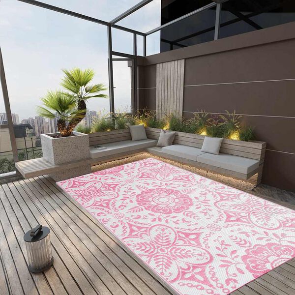 vidaXL Tapete de exterior 160x230 cm ARAKIL PP cor-de-rosa