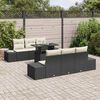 vidaXL Conjunto de Sof&aacute; de Jardim com almofada 7 pcs Preto e Creme