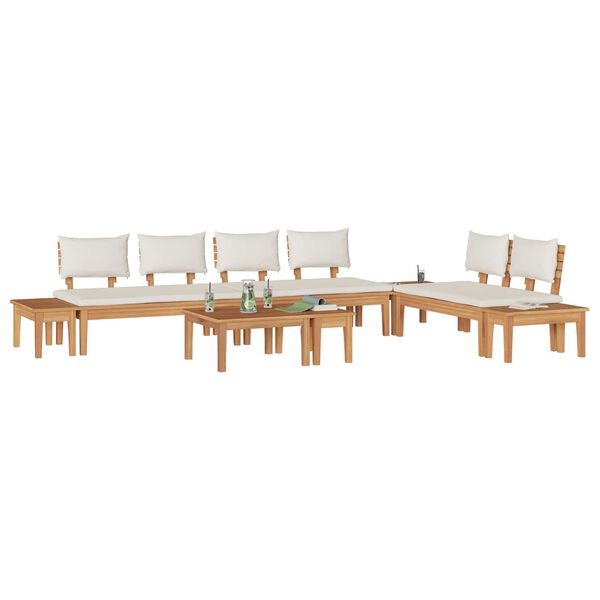 vidaXL Conjunto de Sof&aacute; de Jardim 5 pcs Marrom e Creme