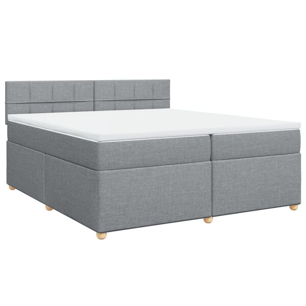 vidaXL Cama com molas/colch&atilde;o 200x200 cm tecido cinza-claro