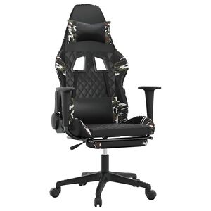 vidaXL Cadeira gaming c/ apoio p&eacute;s couro artificial preto e camuflado