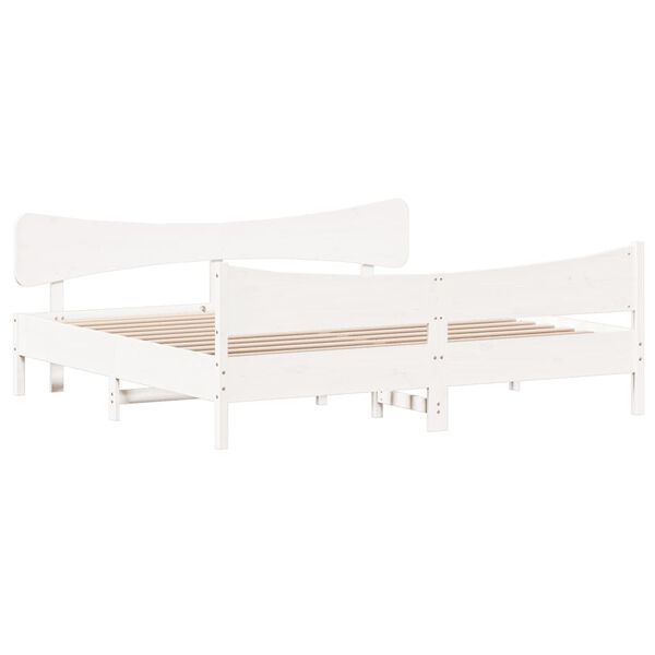 vidaXL Cama sem colch&atilde;o 200x200 cm madeira de pinho maci&ccedil;a branco