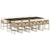 vidaXL 11 pcs conjunto de jantar p/ jardim com almofad&otilde;es vime PE bege