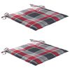 vidaXL Cadeiras jardim c/ almofad&otilde;es xadrez vermelho 2 pcs teca maci&ccedil;a
