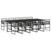 vidaXL 11 pcs conjunto de jantar p/ jardim c/ almofad&otilde;es vime PE preto