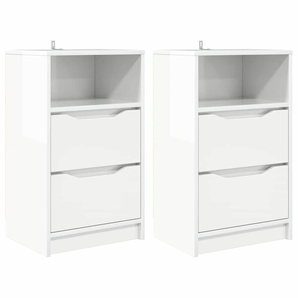 vidaXL Mesas de cabeceira 2 pcs Branco Brilhante 40 x 30 x 467 cm
