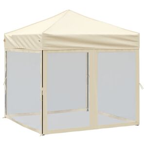 vidaXL Tenda para festas dobr&aacute;vel com paredes laterais 2x2 m creme