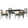 vidaXL Conjunto de Jantar para Jardim 5 unid. Cinza e Preto Vime