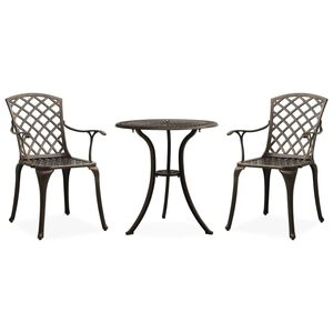 vidaXL 3 pcs conjunto bistr&ocirc; alum&iacute;nio fundido bronze