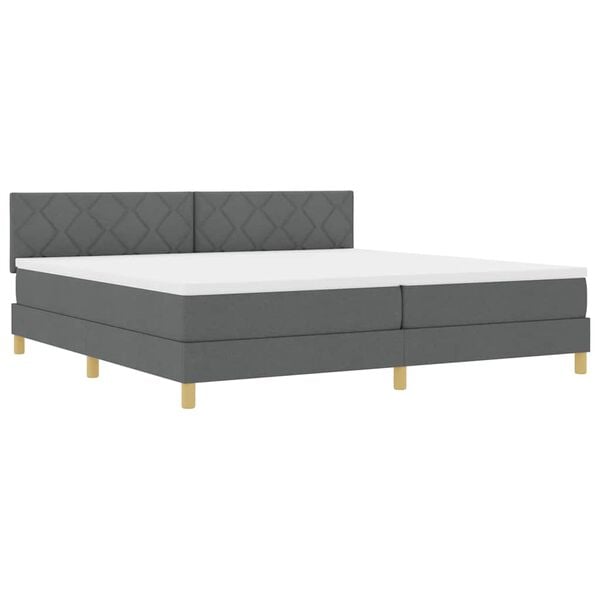 vidaXL Cama Box com colchão Cinzento escuro 200 x 200 cm tecido