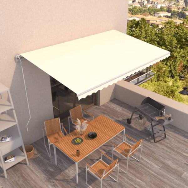vidaXL Toldo retr&aacute;til autom&aacute;tico 500x300 cm cor creme