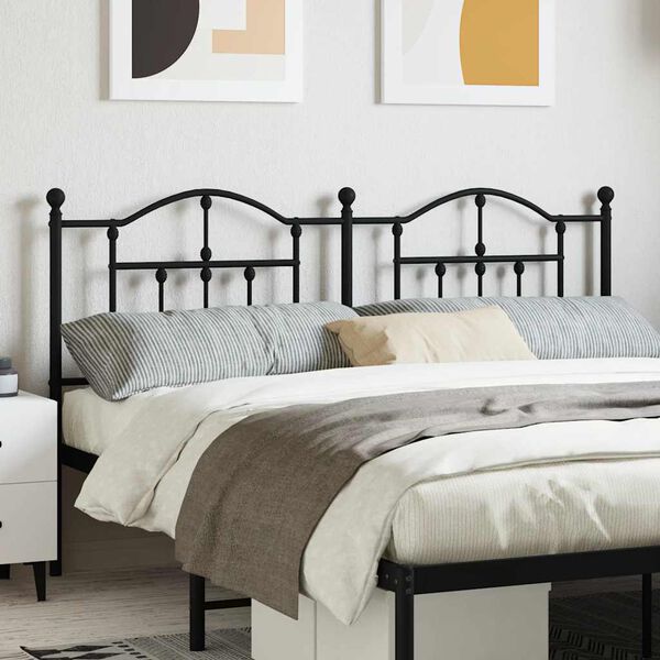 vidaXL Cabeceira de cama 160 cm metal preto