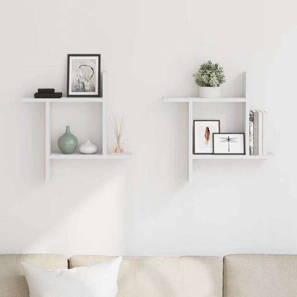 vidaXL Prateleiras de parede 2 pcs 50x12x50cm derivados madeira branco