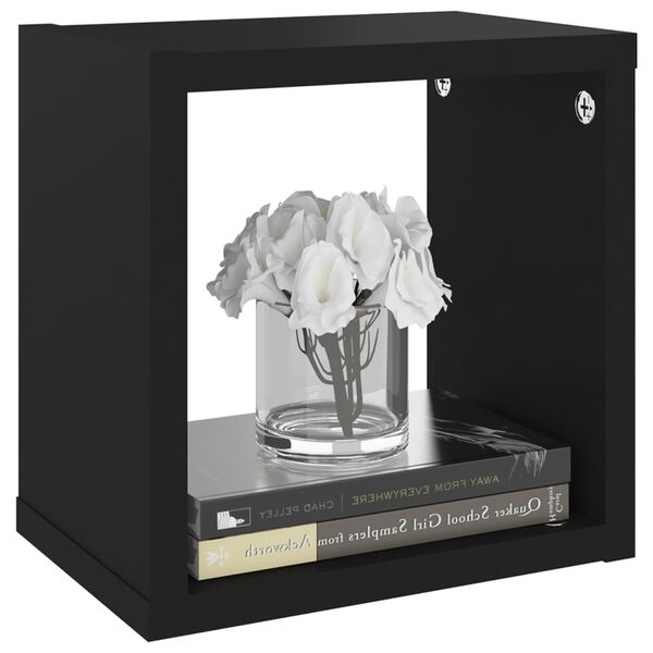 vidaXL Prateleiras de parede em forma de cubo 4 pcs 22x15x22 cm preto