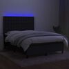 vidaXL Cama box spring c/ colch&atilde;o e LED 140x190 cm tecido preto