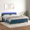vidaXL Cama box spring c/ colch&atilde;o/LED 180x200 cm veludo azul-escuro