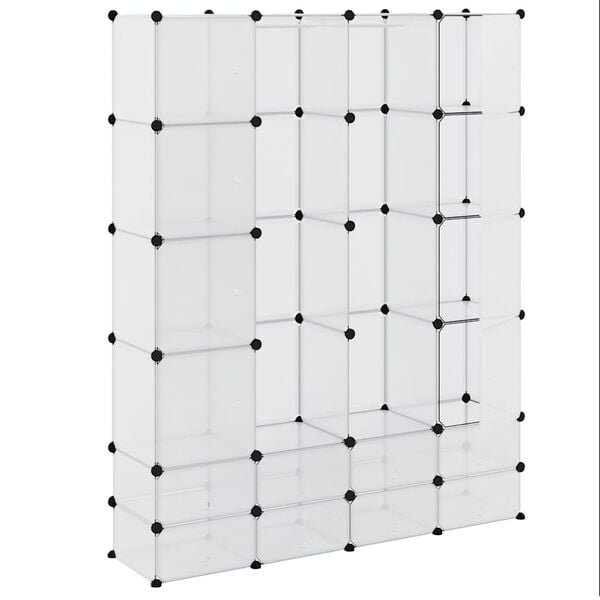 vidaXL Arm&aacute;rio pl&aacute;stico modular 18 gavetas 37x146x180,5cm branco